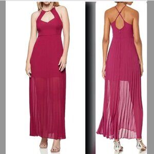 NWTs BCBGeneration Mulberry Pleated Chiffon Maxi Dress